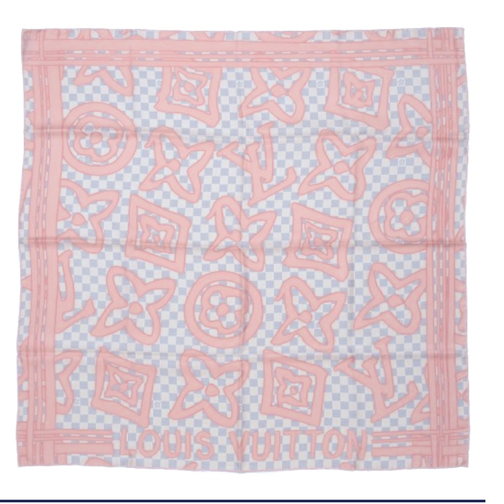 Louis Vuitton Silk Damier Azur Tahitienne Scarf